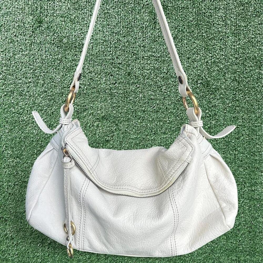 y2k vtg Alfani white leather slouchy bag